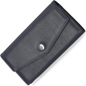 Women's Black (V-Flap) Money Manager RFID Slim Wallet Card Holder with Coin
